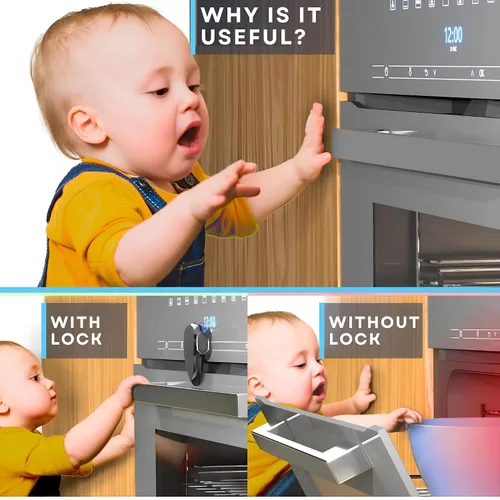 Vista 3 de BABY PROOF ME Horno de seguridad para niños, 1 paquete, cerradura de puerta para horno, seguridad infantil, horno a prueba de bebés, resistente al