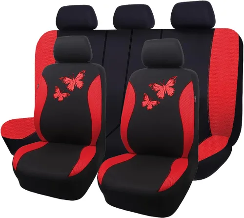 Vista 19 de Flying Banner - Juego completo de fundas para asiento de automóvil Butterfly, estilo universal de moda para mujer, para banco trasero (divisible)