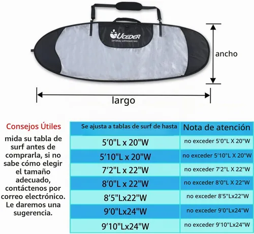 Vista 2 de Funda para tabla de surf y bolsa de almacenamiento para tabla de surf para viajes al aire libre, bolsa para tabla de surf de 5'0"-9'10", máxima