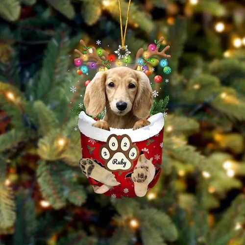 Vista 65 de Adornos personalizados de Pug cervatillo – Decoración personalizada para árbol de Navidad con patas de bolsillo de nieve