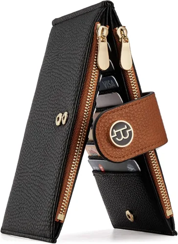Vista 14 de BOSTANTEN - Carteras de cuero para mujer grandes con bloqueo RFID, billetera delgada de dos pliegues con bolsillo con cremallera, Grande, Minimalista