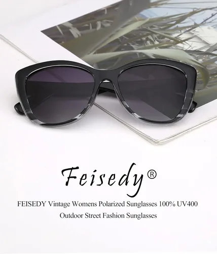 Vista 8 de FEISEDY Gafas de sol polarizadas vintage para mujer, estilo Jackie O Cat Eye B2451