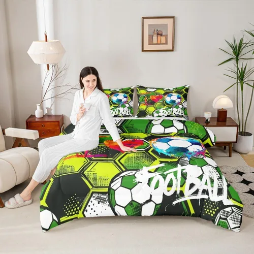 Vista 50 de Homewish Juego de edredón de juegos deportivos de pelota, tamaño twin, juego de ropa de cama de béisbol y baloncesto, 2 piezas para niños