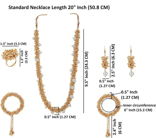 Vista 4 de Efulgenz Rakhi Gifts for Sister Indian Bollywood Faux Pearl Beads Bridal Choker Necklace Earrings Bracelet Bangles Ring Jewelry Set Raksha Bandhan