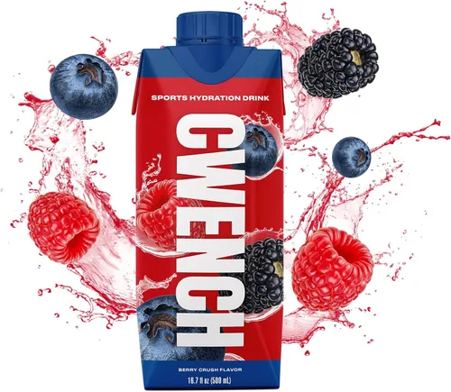 Vista 2 de CWENCH HYDRATION Bebida deportiva lista para beber, sabor Berry Crush, cero azúcar, bebida electrolítica con vitaminas B, botellas de 16.9 onzas