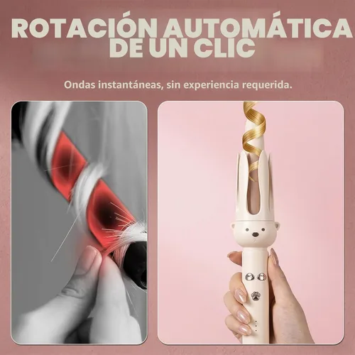 Vista 5 de Barra de rizado perezoso completamente automática PretiHom, rizador giratorio eléctrico, rizado grande sin dañar el cabello Rizador de pelo cómodo