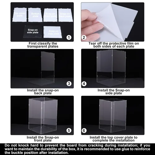 Vista 5 de MECCANIXITY Caja de acrílico transparente, caja transparente para ensamblar, escaparate a prueba de polvo de 9.8 x 9.8 x 15.7 pulgadas