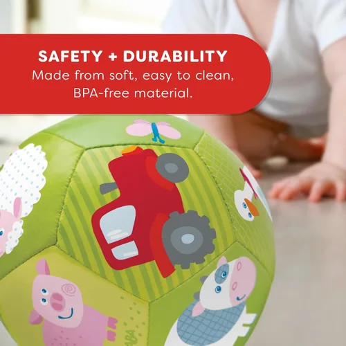 Vista 3 de HABA Pelota suave para bebé, tiempo boca abajo y juego sensorial, pelota de juego infantil de 4.5 pulgadas, ideal para gatear, para bebés de 6 meses