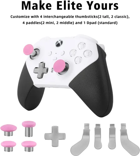 Vista 5 de Accesorios para Xbox Elite Controller Series 2 Paletas de metal y palancas de pulgar compatibles con Xbox One Elite Sries 2 Core, el paquete