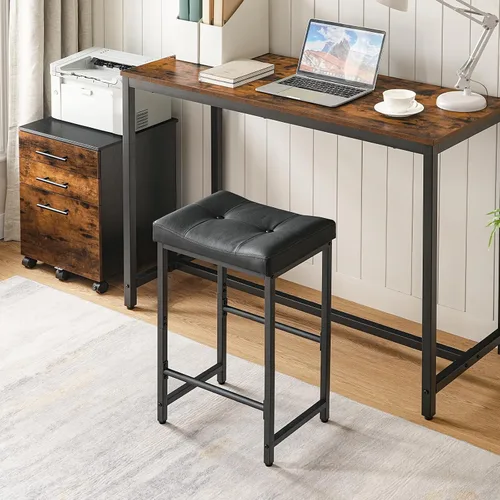Vista 5 de HOOBRO Taburetes de Bar, Taburetes de Silla de Montar de 25.4", Taburetes con Tapicería de PU, Taburetes de Altura de Mostrador con Reposapiés