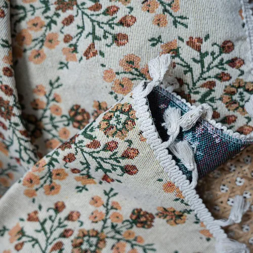 Vista 5 de BHUSB Cortinas rústicas para sala de estar de 63 pulgadas de largo, cortinas de ventana de lino y algodón con estampado floral bohemio, cortinas