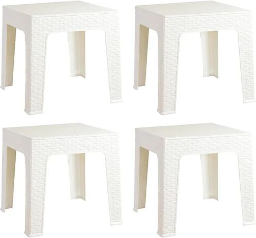 Vista 18 de Sunnydaze Adirondack - Mesa auxiliar pequeña para exteriores para elementos esenciales de balcón, mesa auxiliar cuadrada de plástico para patio