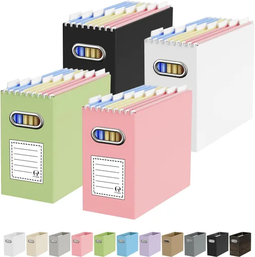 Vista 49 de Oterri Caja Organizadora de Archivos de Cartón para Carpetas Colgantes Tamaño Carta, Caja de Archivos para Escritorio de Computadora, Archivador