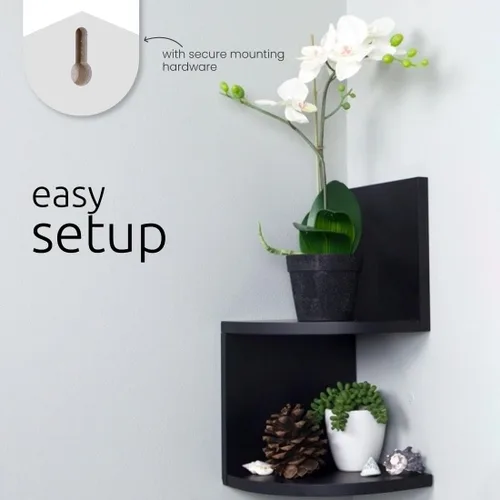 Vista 5 de kieragrace Priva - Estante esquinero de pared, juego de 2, blanco, 7.75 x 7.75 pulgadas