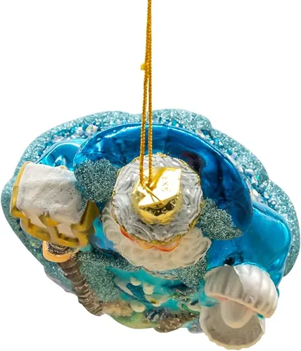 Vista 5 de Kurt Adler Bellissimo - Adorno de cristal bajo el mar de Papá Noel (7 pulgadas)