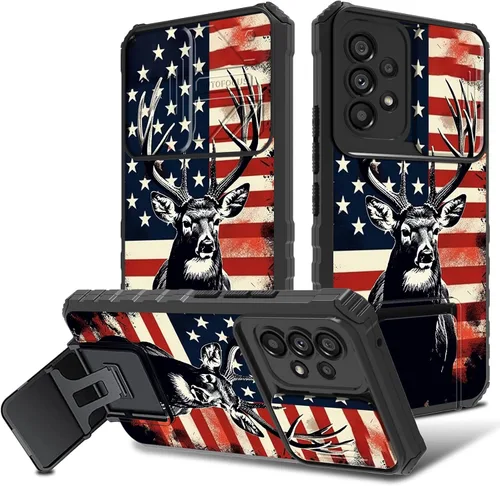 Vista 13 de Funda para Samsung Galaxy A53 5G con funda para cámara y soporte de soporte, resistente, a prueba de golpes, TPU funda protectora para Samsung Flor