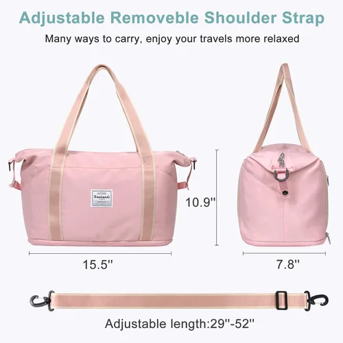 Vista 6 de DMLuna Bolsa de viaje de viaje, bolsa de gimnasio deportiva, bolsa de hombro para mujeres y hombres, bolsa de hospital, bolsa de lona expandible