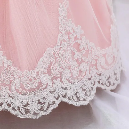 Vista 7 de Vestido de novia de princesa de tul para niña de 0 a 24 meses, con lazo, bordado de encaje