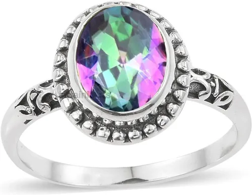 Vista 29 de Anillo de plata de ley 925 para mujer, anillo único de gema ovalada hecho a mano
