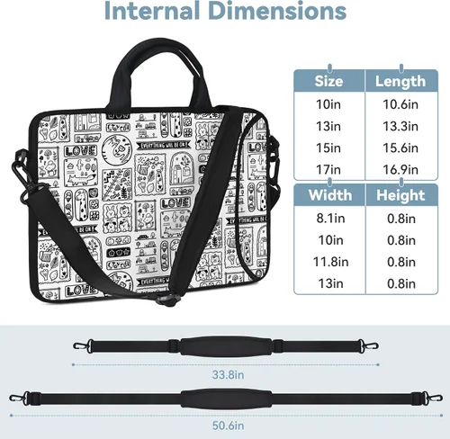 Vista 5 de RICHEN - Bolso bandolera para portátil de 17 pulgadas con asa, compatible con portátiles de 15.6/16/17/17.3/17.4 pulgadas