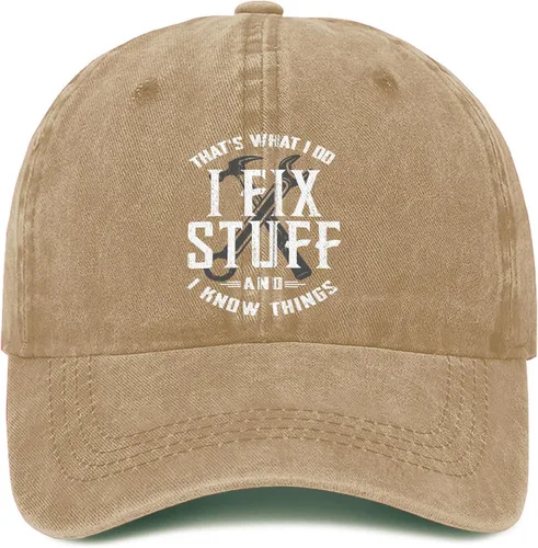 Vista 18 de I Fix Stuff and Know Things Sombrero para hombre, I Fix Things Hat, I Fix Stuff Hat, I Fix Things and I Know Stuff Hat 3 (negro)
