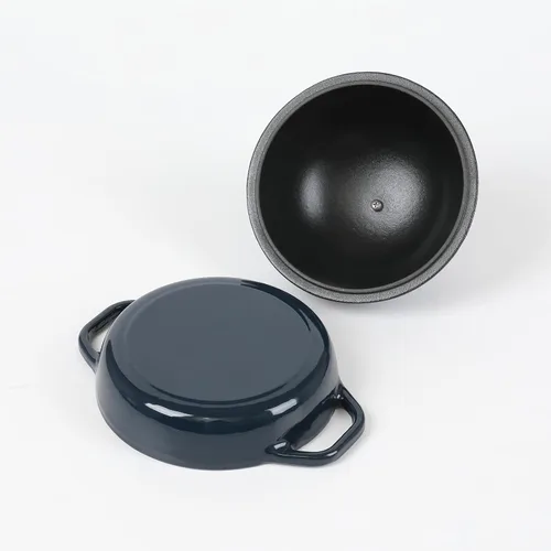 Vista 5 de HAWOK Horno de pan de hierro fundido esmaltado de 6.3 pulgadas con tapa, azul marino