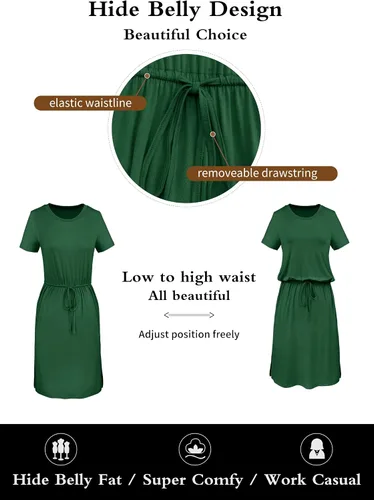 Vista 5 de Simier Fariry Womens Hide Belly Work Casual Midi Dresses with Pockets