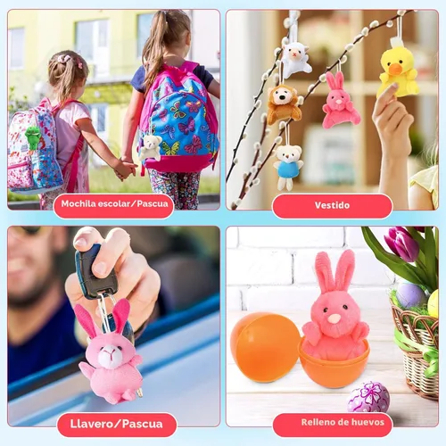 Vista 5 de Paquete de 18 huevos de Pascua rellenos con mini animales de peluche para niños, cesta de Pascua, búsqueda de huevos de Pascua, recuerdo de fiesta