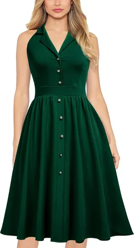 Vista 2 de Viwenni Vestido formal de cóctel para mujer, estilo vintage de los años 50, Rockabilly