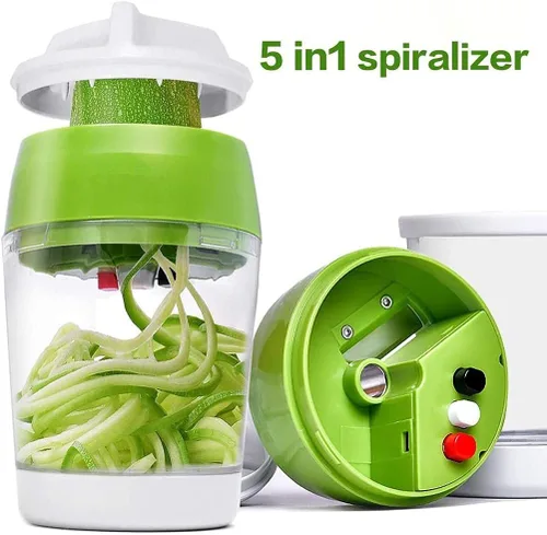 Vista 8 de Espiralizador de verduras, fabricante de fideos de calabacín, cortador en espiral de verduras para pepino, calabacín, zanahoria, preparación