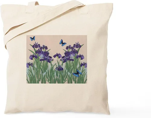 Vista 11 de CafePress Bolso de compras de lona beige natural reutilizable con diseño de mariposas