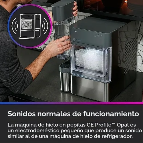 Vista 6 de GE Opal 2.0 - Máquina de hielo para encimera con conectividad WiFi, paquete de acero inoxidable con kit de limpieza
