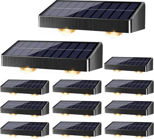Vista 11 de Brizled Luces solares para valla al aire libre, paquete de 8 luces patrióticas para valla al aire libre, 9 colores y 11 modos RGBCW que cambian