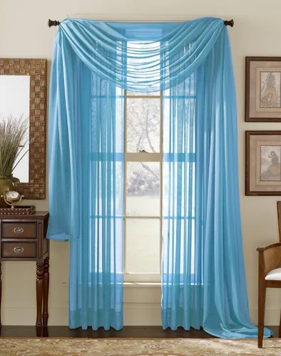 Vista 8 de Set de 3 piezas de cortina de gasa (2 piezas de 58" x 84") y cenefa de ventana (1 pieza de 37" x 216") (Negro)