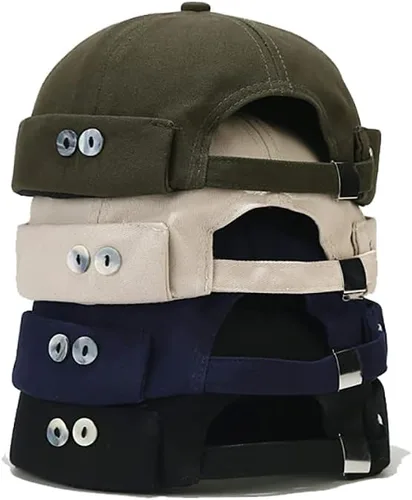 Vista 8 de Sombrero unisex de algodón elegante sin ala con hebilla ajustable Sailor Hip-Hop sin ala Skullcaps