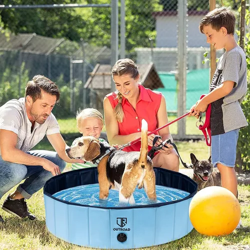 Vista 7 de Piscina plegable para perros y mascotas, piscina plegable para mascotas, bañera para niños, piscina para perros y gatos, interior y exterior, 32