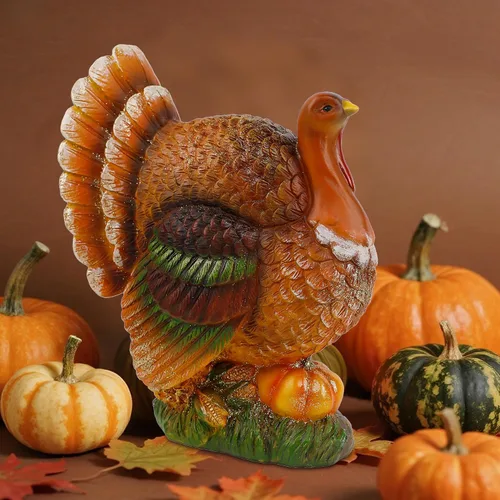 Vista 4 de winemana - Decoraciones de mesa de pavo de resina para Acción de Gracias, 9.5 pulgadas