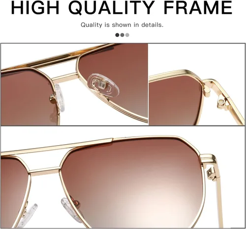 Vista 5 de MASDUN Gafas de sol polarizadas cuadradas de gran tamaño retro para mujeres y hombres, sombras vintage UV400, gafas de sol clásicas de metal