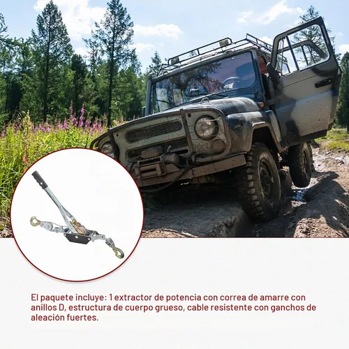 Vista 7 de Cable de acero de 2 toneladas de alta resistencia de 2 ganchos, extractor de potencia de doble engranaje Come Along con herramienta de trinquete