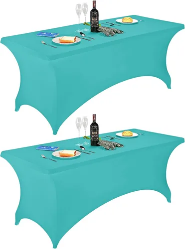 Vista 44 de FORLIFE - Funda de mesa de elastano, mantel ajustado de 4 pies para mesas rectangulares, funda elástica para patio, universal para bodas, banquetes