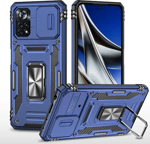 Vista 9 de Funda resistente para Xiaomi Poco X4 Pro 5G con funda protectora de cámara para Poco X4 Pro 5G, a prueba de golpes, con soporte de anillo magnético
