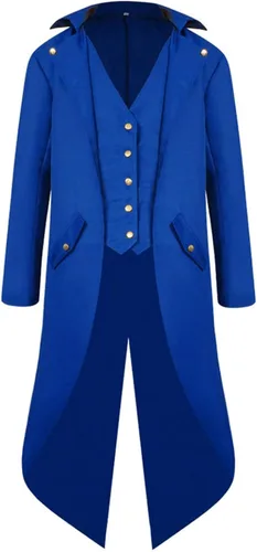 Vista 2 de AI'MOURI Medieval Gothic Tailcoat Jacket for Kids, Boys Steampunk Victorian Cosplay Long Uniform Coat Halloween Costume