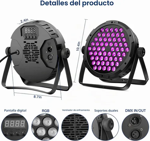 Vista 6 de Luz Par de escenario regulable de 90 W 60 LED por control remoto