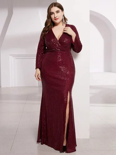 Vista 4 de Ever-Pretty Vestido de invierno para madre de novia con lentejuelas, manga larga, Año Nuevo, cóctel, fiesta de Navidad