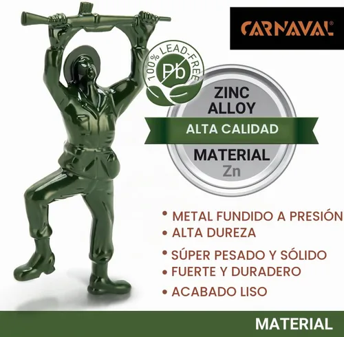 Vista 4 de Carnaval Abrebotellas Green Army Man - Divertido barman compatible, diseño de mini soldado de metal