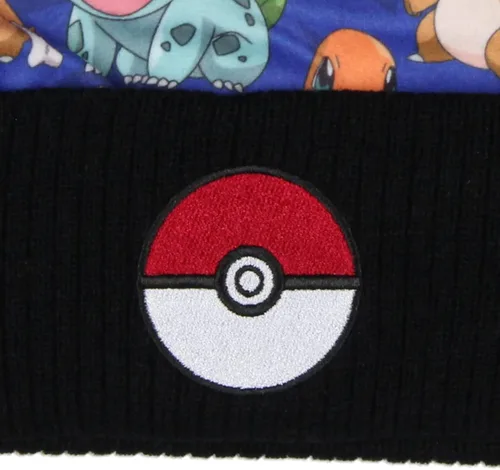 Vista 3 de Bioworld Pokemon - Gorro sublimado Pikachu Eevee Charmander Squirtle Bulbasaur puño Pom Beanie Hat Multicolor, Multi colorido