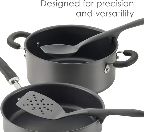 Vista 4 de Rachael Ray Juego de cucharas flexi Turner y raspar y utensilios de cocina, 2 piezas, color gris