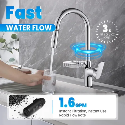 Vista 3 de Filtro de agua para debajo del fregadero, filtro de agua de grifo doméstico para fregadero de cocina, se conecta directamente bajo el mostrador al