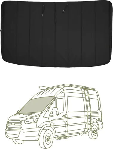 Vista 21 de Cubierta opaca aislante para ventana diseñada para Ford Transit alto/medio, borde de plástico completo de 130 pulgadas de longitud, ventana trasera