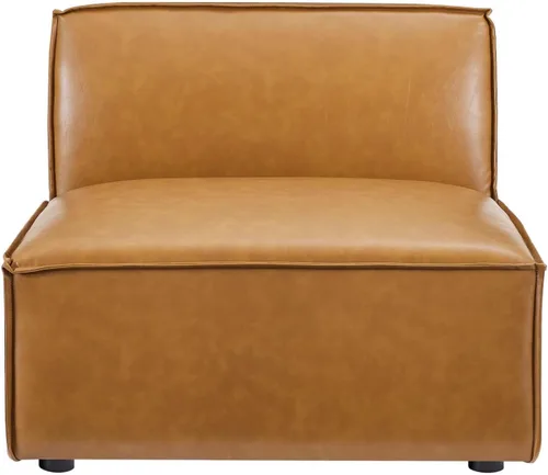 Vista 6 de Modway Restore - Sofá seccional de cuero vegano de 6 piezas en color marrón
